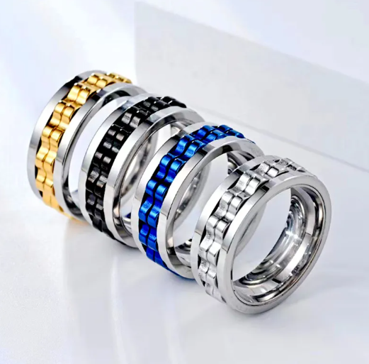 Titanium Gear Fidget Ring for Men