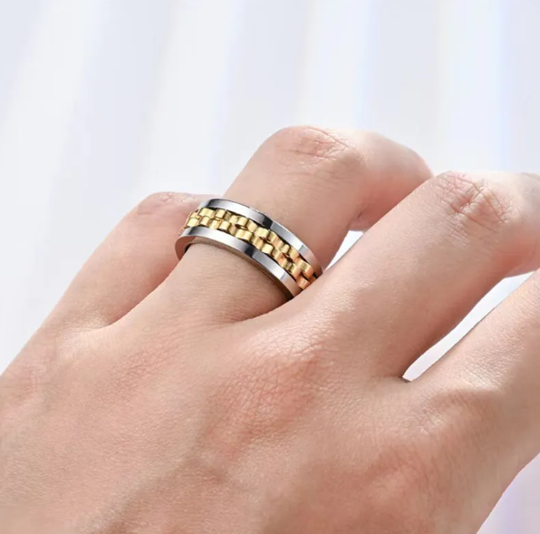 Titanium Gear Fidget Ring for Men