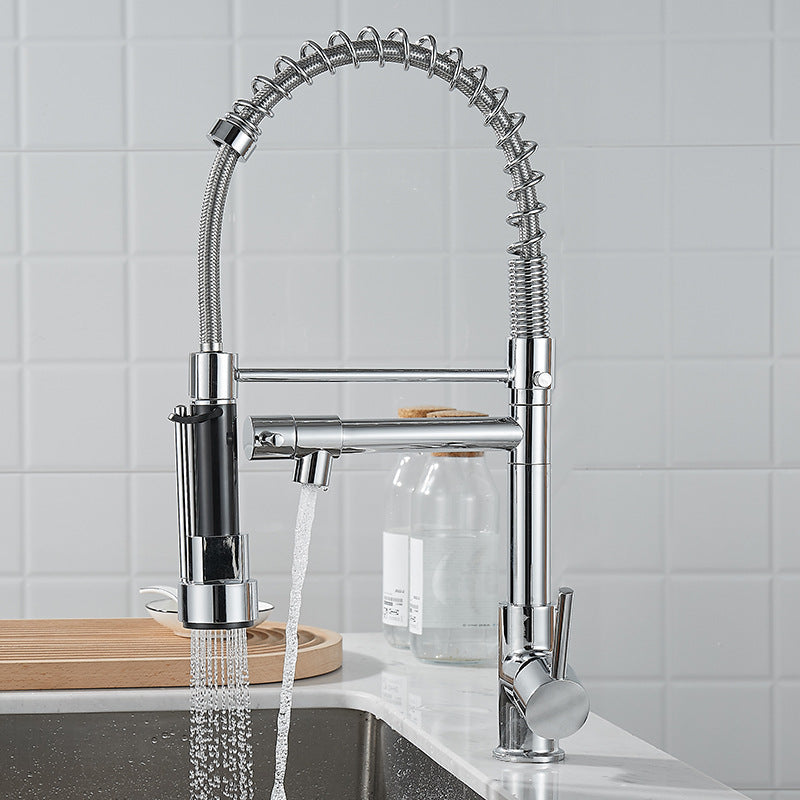 Sleek Nickel Twin-Control Kitchen Faucet