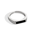 Sleek Silver Black Geometric Ring