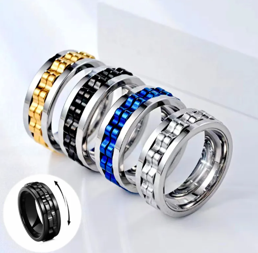Titanium Gear Fidget Ring for Men